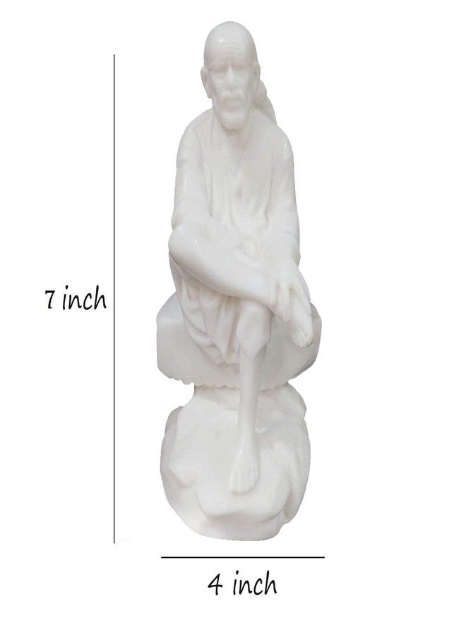 NIRAJ ART Marble Dust Ashirwad Hand Sai Baba Idol/Murti for Home and Office Decor, Murti for Home Pooja & Car Dashboard, Used in Pooja, Mandir, Marble Gifts, Shirdi Lord Sai Baba Statue (7 Inch) - Image 2